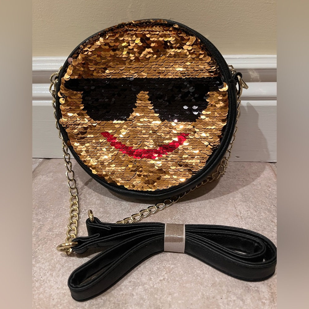 Sequin Emoji Crossbody Bag - Gold, Silver and Black